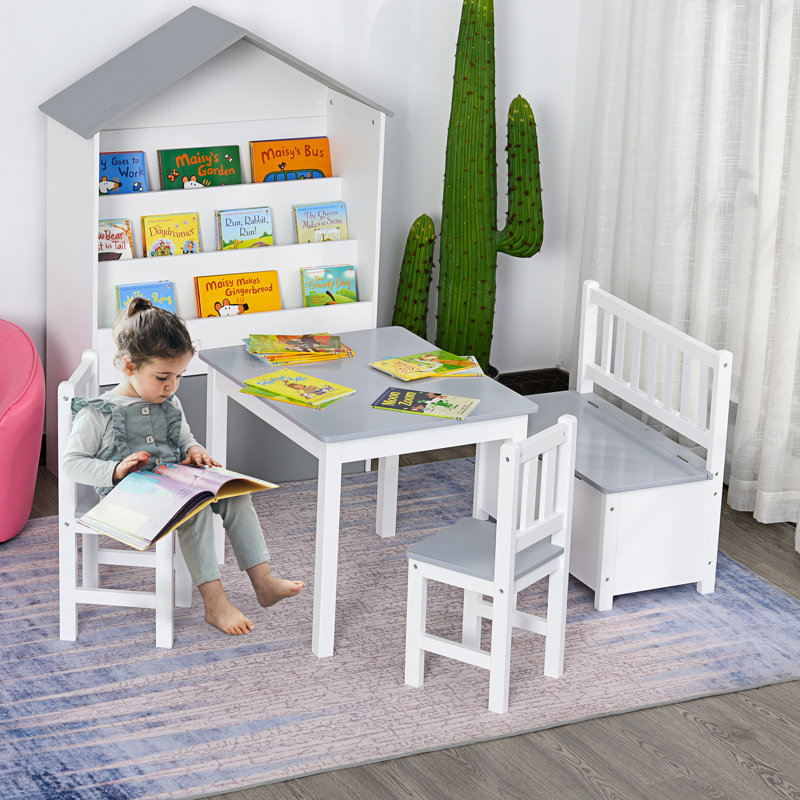 Kids 4 Piece Rectangular Play Or Activity Table and Chair Set
