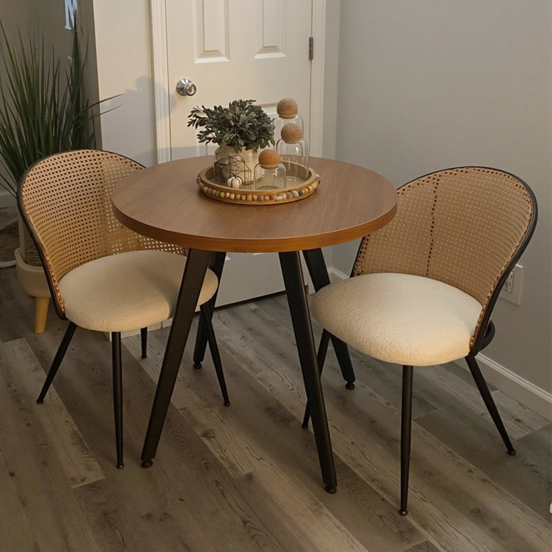 Table de salle à manger ronde en bois 31,5 po Jakyren, Brun, H 29,5 po x L 31,5 po x l 31,5 po