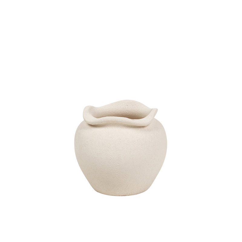 Ceramic Pot, Beige, 19cm H x 23cm W x 23cm D
