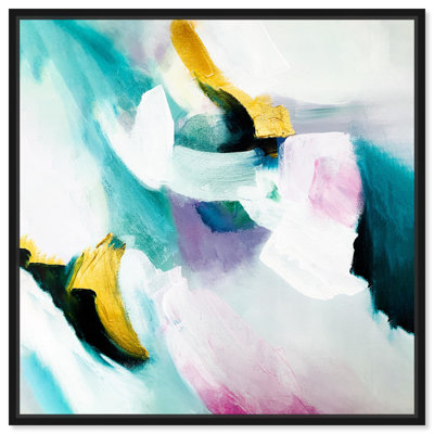 Art Remedy Still Violas Framed Blue Abstract 1 Piece Canvas Wall Art 56586