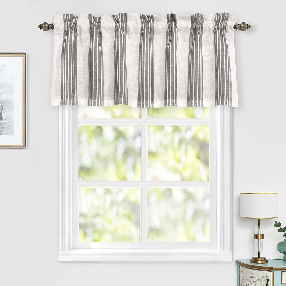 Akhill Linen Striped Tailored Window Valance Beachcrest Home™ 