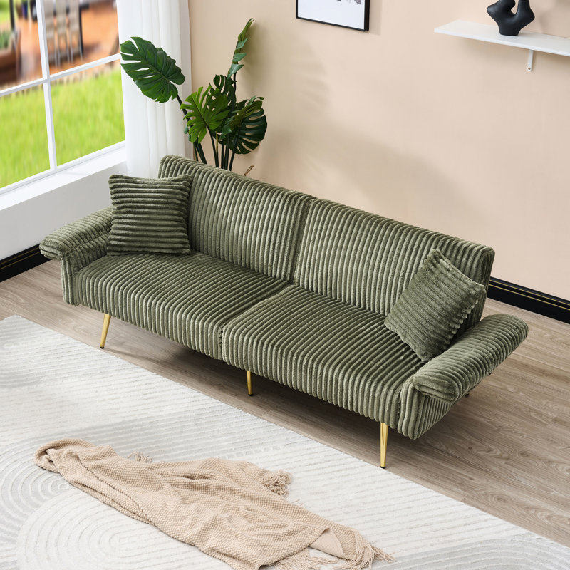 79 Inch Corduroy Foldable Double Bed With , For Living Room & Small Areas, Smooth And Fabric, Stable Structure, Simple Installation Process 79" Bed, Ideal Compact Spaces, Supple Velvety