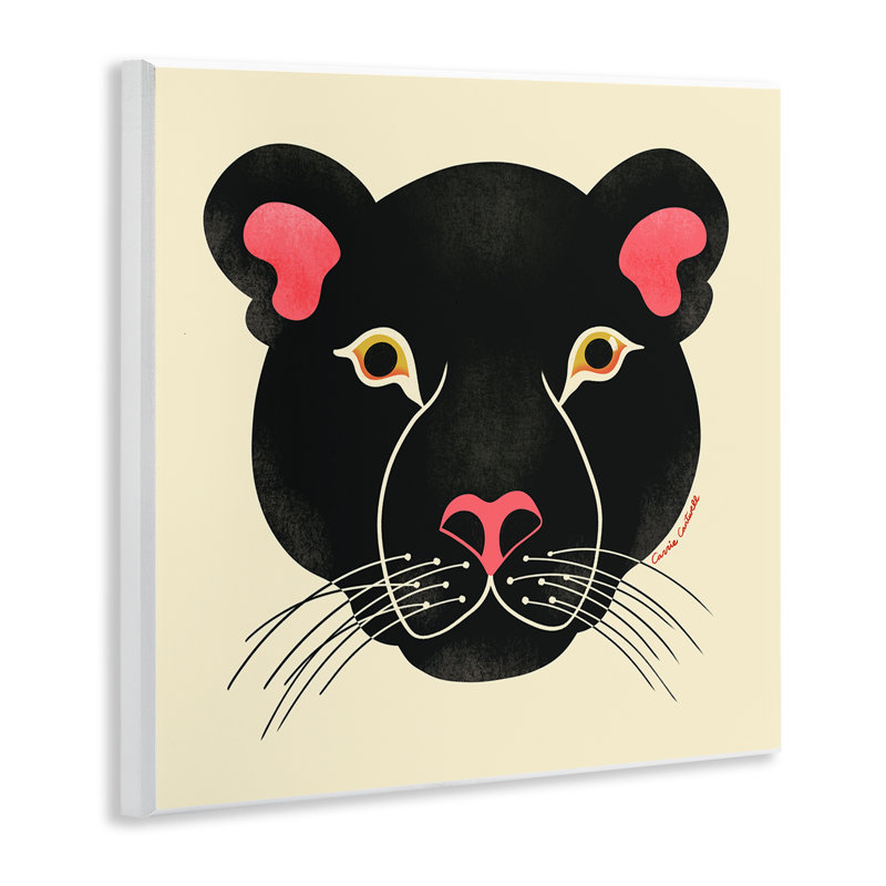 Plaque murale Minimal Wild Panther Face, design par Carrie Cantwell