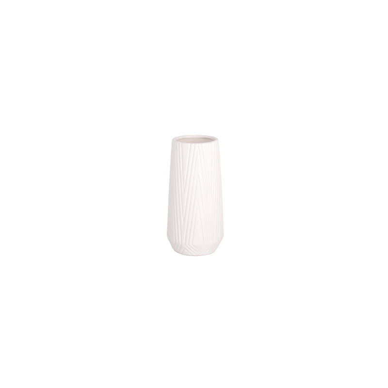 Vase cylindrique rond en céramique blanc mat