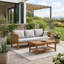 Ensemble de canapé d'extérieur en bois d'acacia avec table basse et panneaux de rotin tissés à la main-636539442