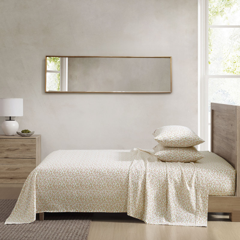 Zetta 300 Thread Count Floral 100% Cotton Sheet Set, Full
