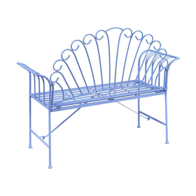 Iron Outdoor Bench, Blue