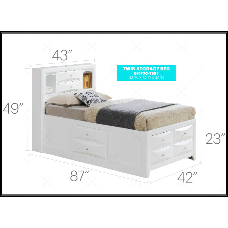 Twin Storage Bed, Twin, White