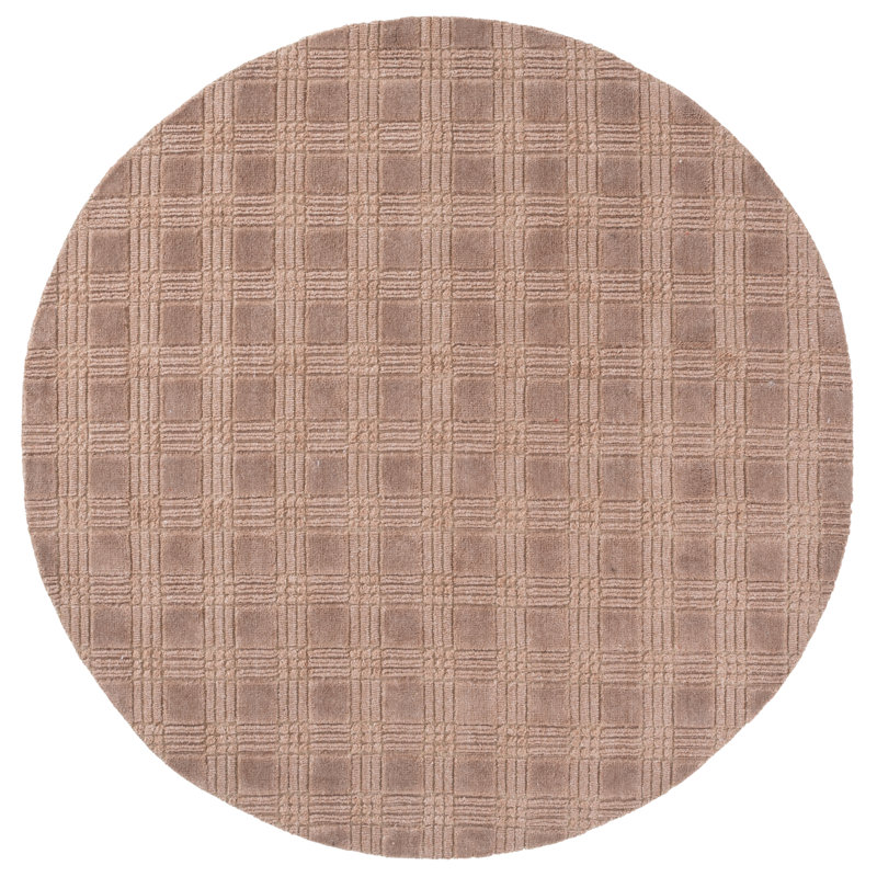 Plaid Hand-Loomed Performance Area Rug, Round 6'