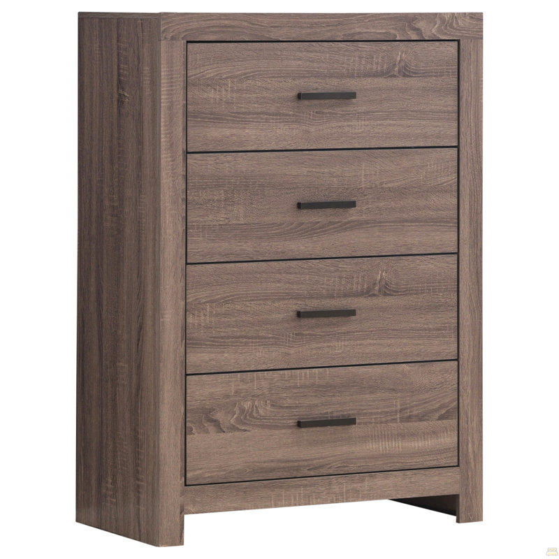 Commode rectangulaire à 4 tiroirs, Brun
