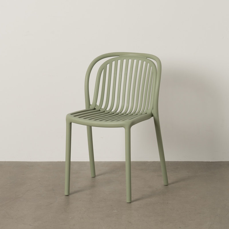 Finis Stacking Patio Dining Side Chair, Green