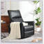 Fauteuil inclinable manuel noir à bascule avec pivotement à 360 °, fonction coulissante et poches latérales pour les espaces de vie modernes