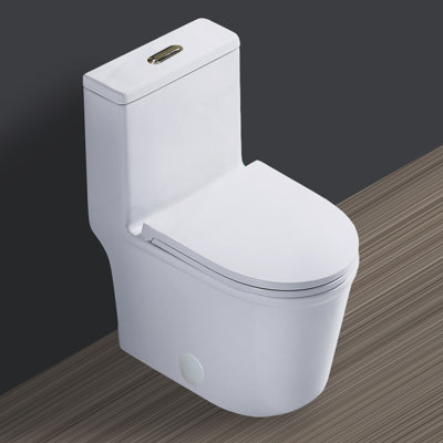 Small Compact One Piece Toilet Dual Flush,23 inch Short Depth for Tiny Bathroom 10" Rough-in ,White