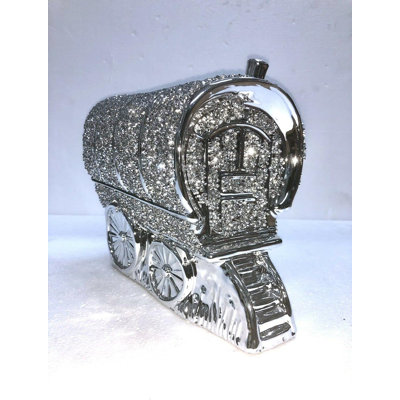 CRUSHED DIAMOND WAGON ORIGINAL GYPSY CARAVAN SILVER ORNAMENT SHELVES 24X18
