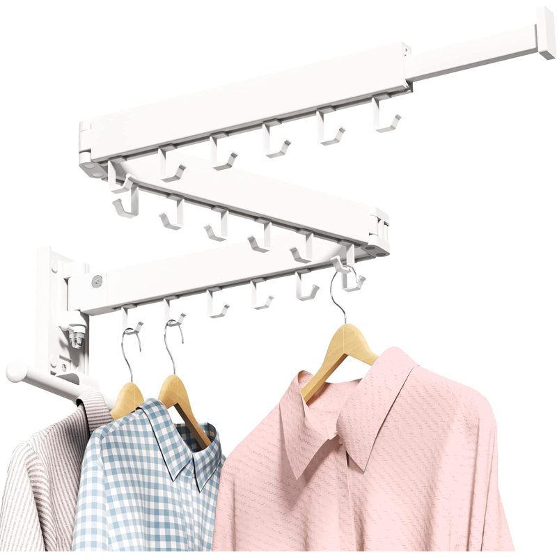 Metal Foldable Wall-Mounted Drying Rack, Silver