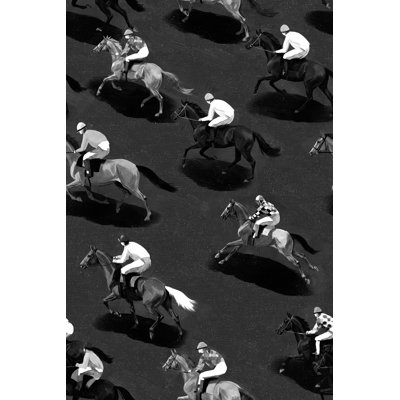 Horse Racing Wallpaper Monochrome Repeating Pattern Decorative Mural