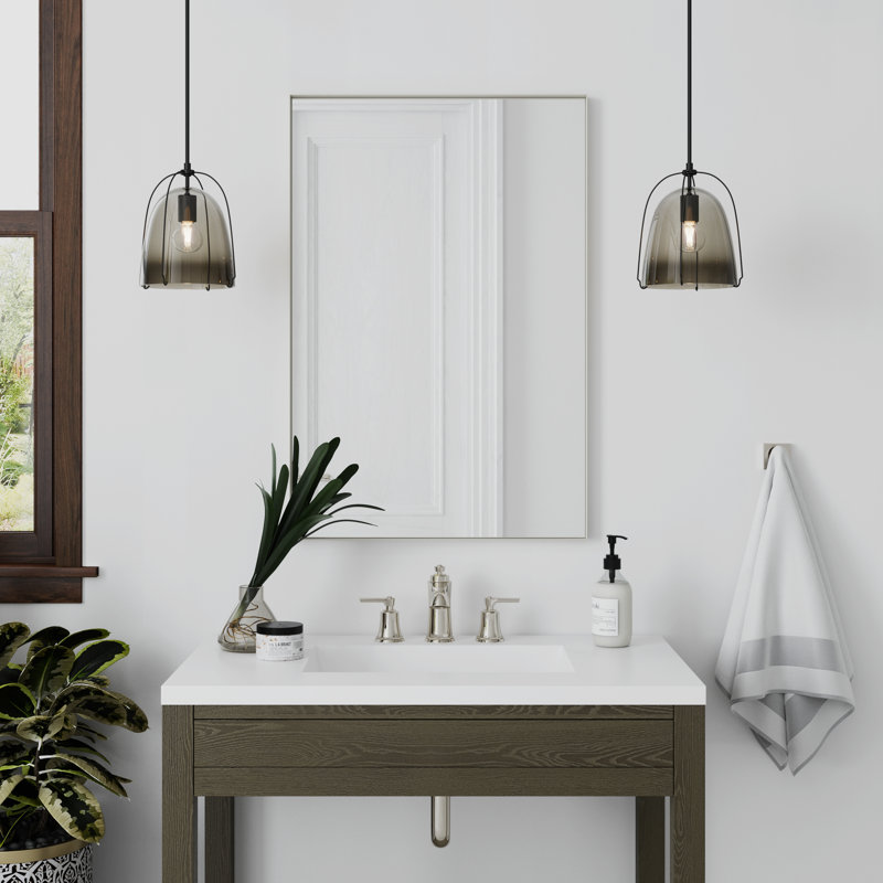 Miroir de salle de bain Gerlando, 36 po x 24 po, Nickel