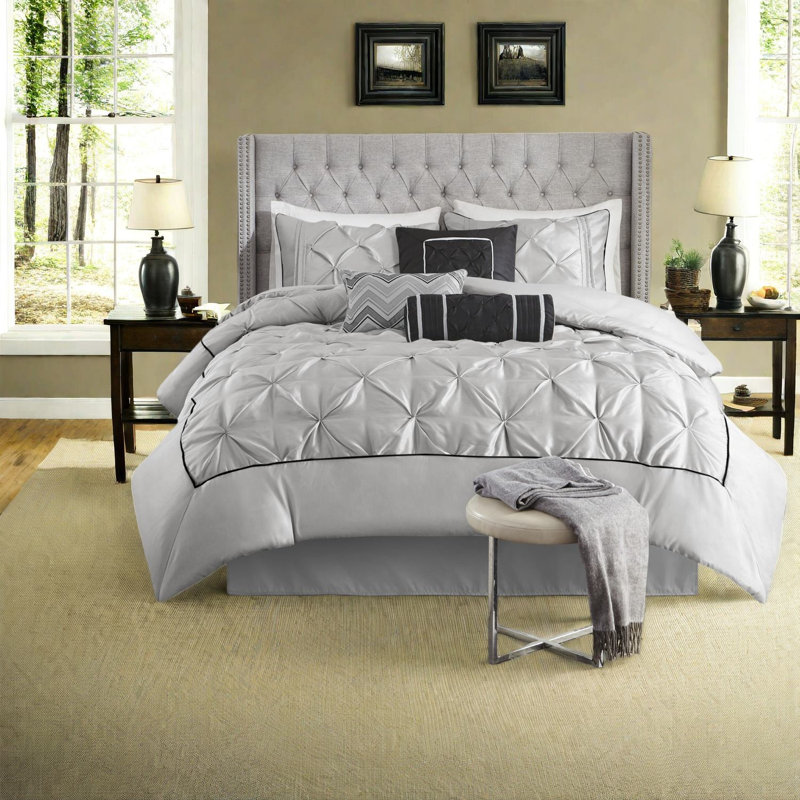 Ensemble de literie élégant 7 pièces, polyester confortable, style moderne pour la maison