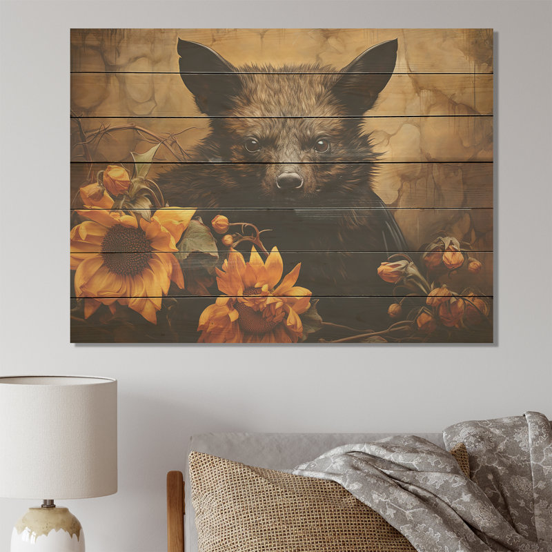 Baroque Bat Elegance - chauve-souris sur bois, H 34 po x l 44 po x P 0,78 po