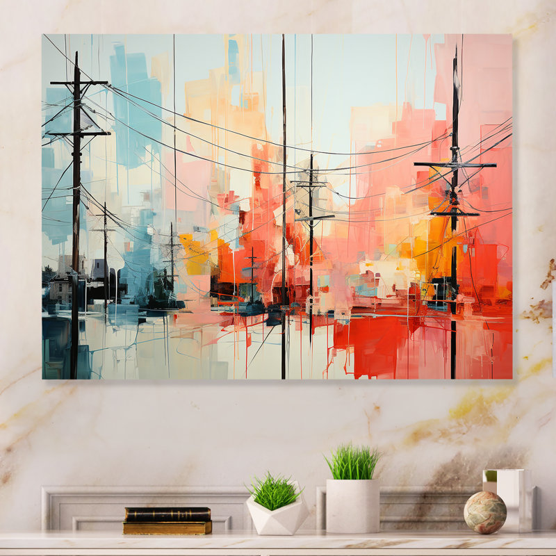 «Minimalisme Power Lines City Veins I» sur, H 12 po x l 20 po x P 1 po