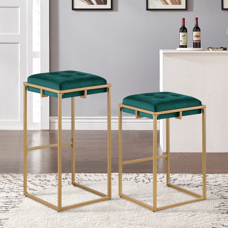 Tabouret de bar et de comptoir Magdelena, Vert, Tabouret de comptoir (siège d'une hauteur de 26 p