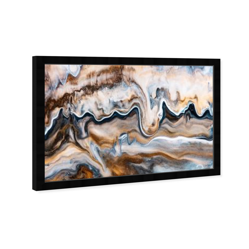 Abstrait «Copper and Blues», reproduction d'art mural, H 18 po x l 26 po x P 0,5 po, Noir