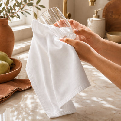 Ensemble de 6 torchons de cuisine 100% coton filé à l'anneau 28 x 28 po avec boucle de suspension