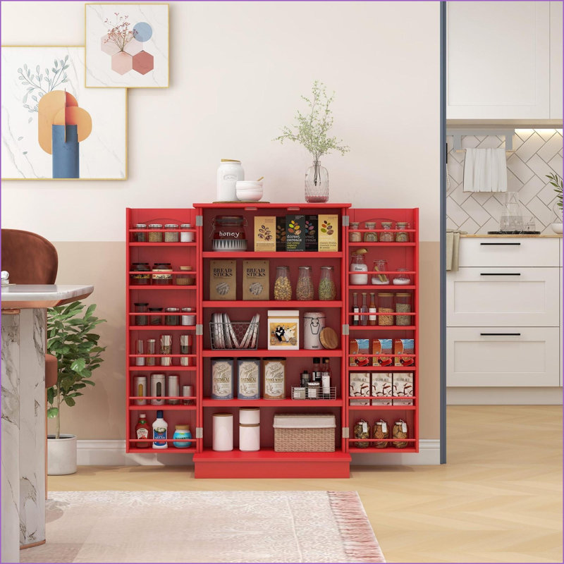 Armoire de rangement pour garde-manger de 41 po avec étagères à 5 niveaux HOMcom, Rouge