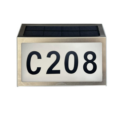 Solar Powered Stainless Steel Door Sign Light Solar Door Sign Light Address Instruction Number Medal LED Mailbox Light Name Lodging Stainless Steel Door Number Light