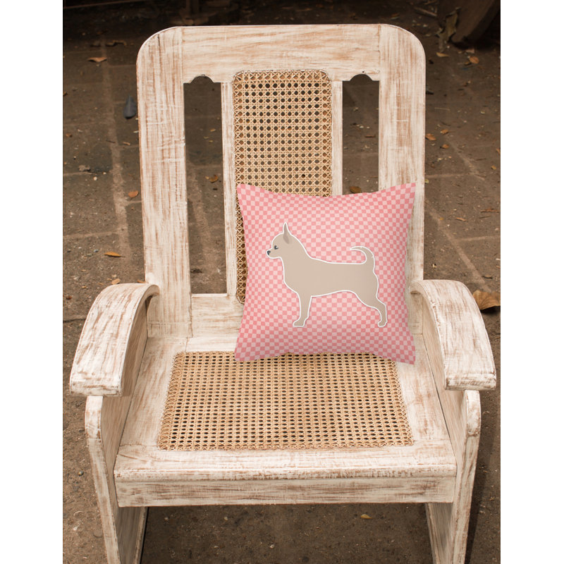 Coussin décoratif intérieur/extérieur chihuahua, H 18 po x l 18 po x P 3 po, Rose