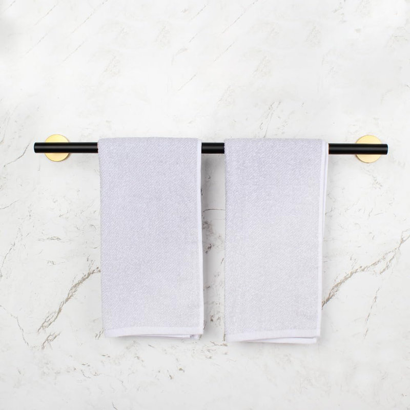 Porte-serviettes mural moderne en acier inoxydable de 30 pouces pour salle de bain, Or / noir mat