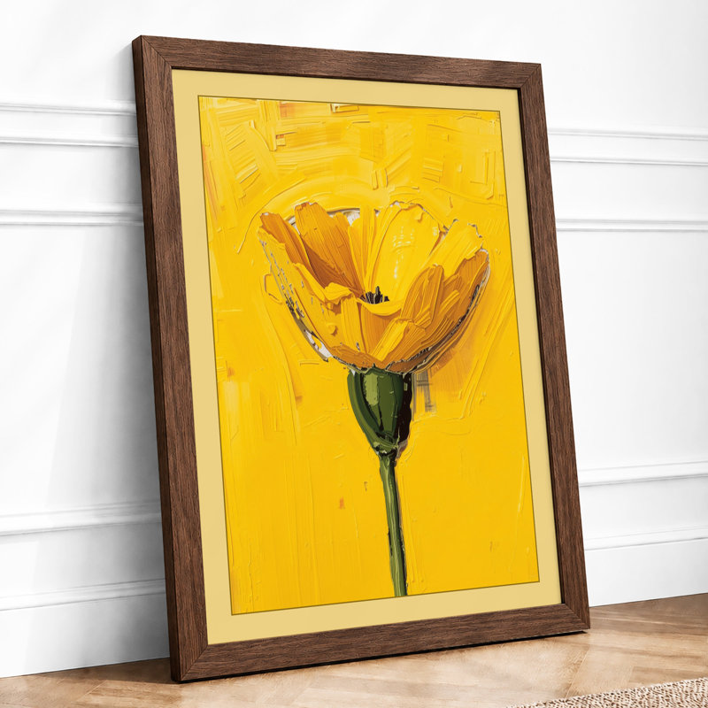 Golden Bloom Botanical - Framed Print, A4 - 29.7 x 21.0 cm, Walnut