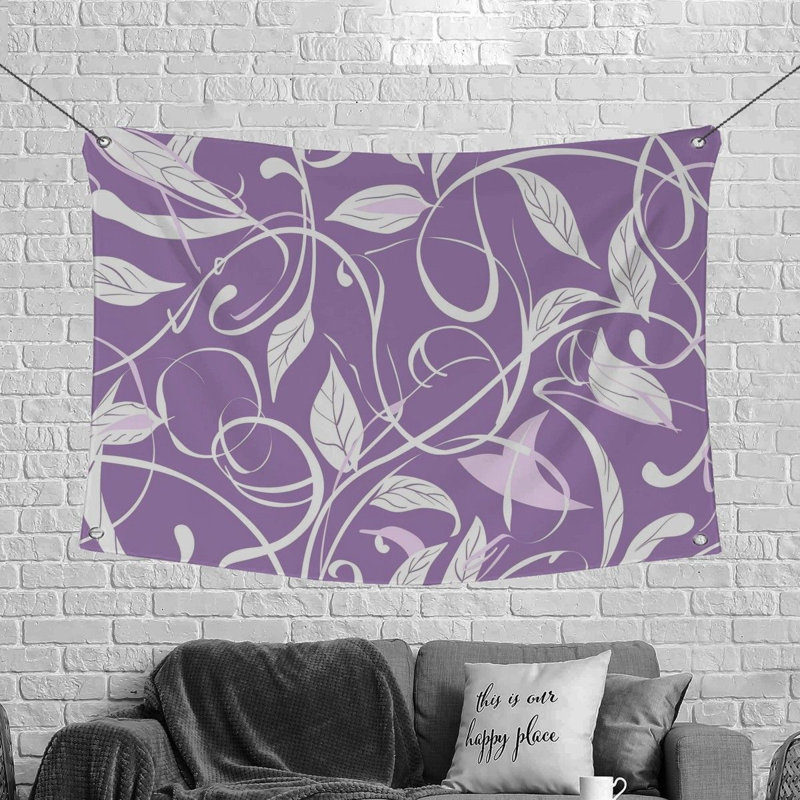 Tapisserie en tissu floral en microfibre, H 50 po x l 60 po