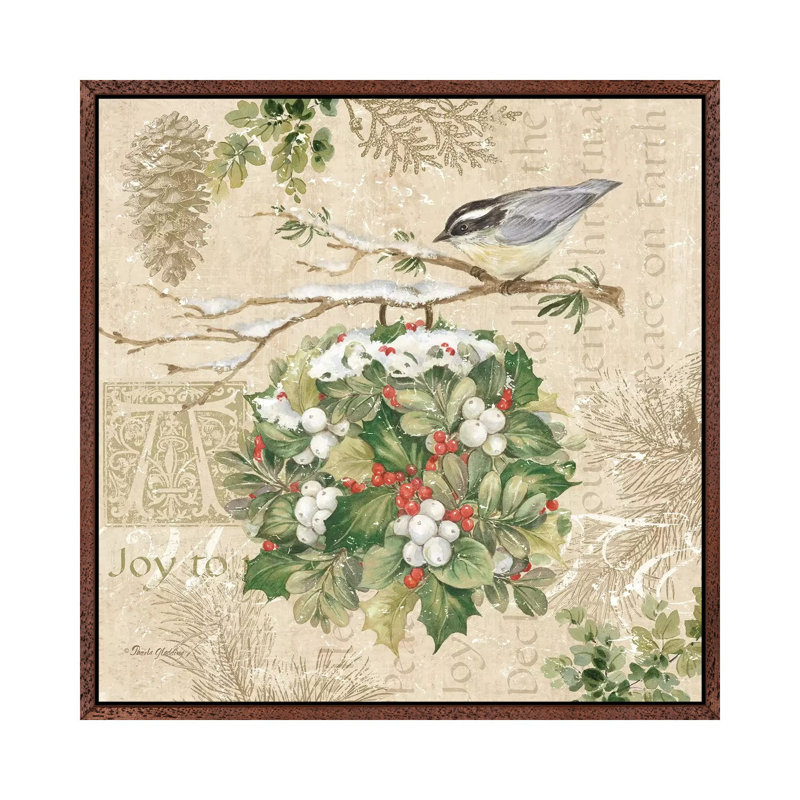 Christmas Trail III by Pamela Gladding - Print on Canvas, Classic Brown Wood Framed, 45.72 cm H x 45.72 cm W