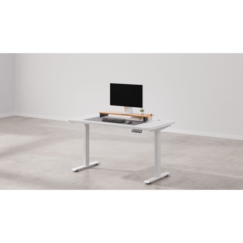Liath Adjustable Metal Base Standing Desk, White