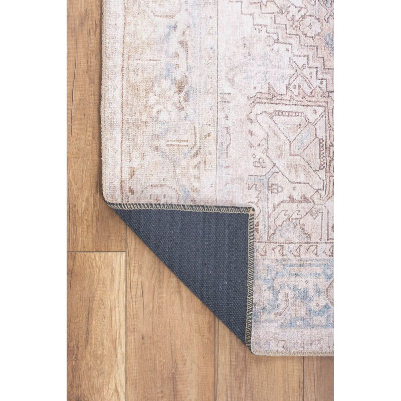 Tapis oriental beige à motif tissé rétro, Rectangle 3 pi 10 po x 5 pi 3 po