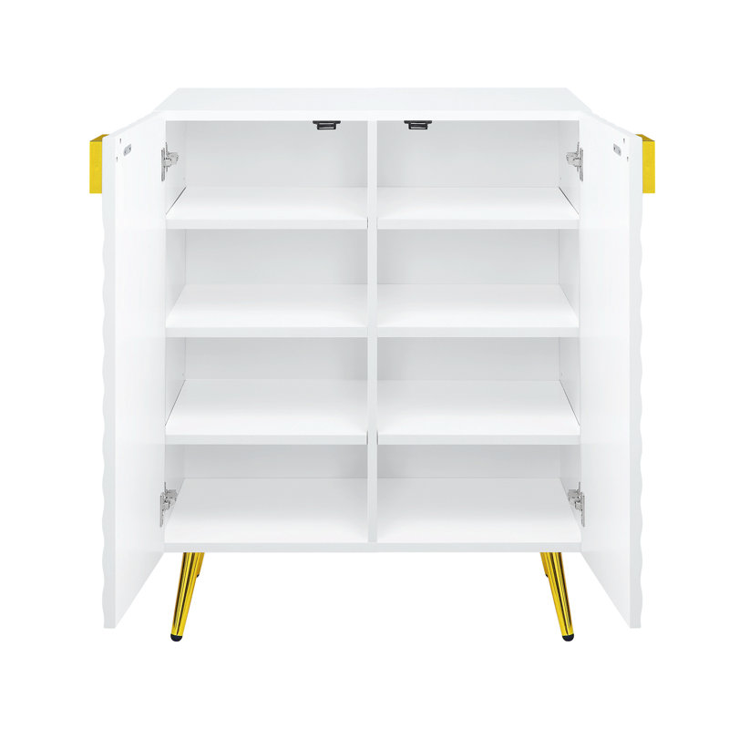 Kylie Contemporary Rectangular Console Table with Wave Pattern Design,Entryway table,Hoyer table, White