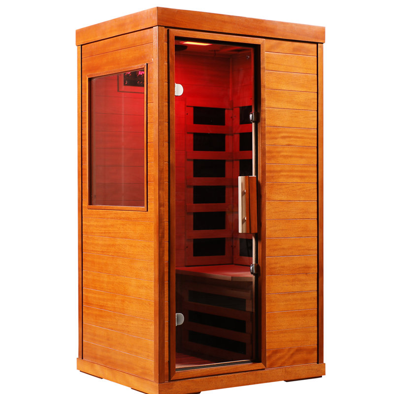 Pièce sèche intérieure à infrarouges lointains avec lecteur de musique, lecture, éclairage à 7 couleurs, 6 panneaux chauffants en fibre de carbone, commande tactile, porte en verre trempé, température de minuterie