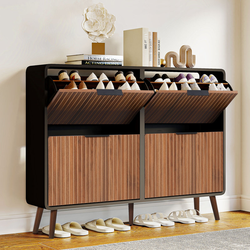 Armoire de rangement pour chaussures 16 à 24 paires, Brun / Noir