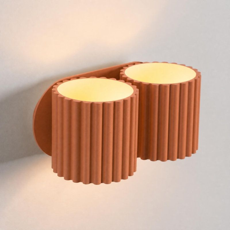 Aura Aluminium Flush Mounted Sconce, 21x12x10 cm, Red Ochre, 2 Lights