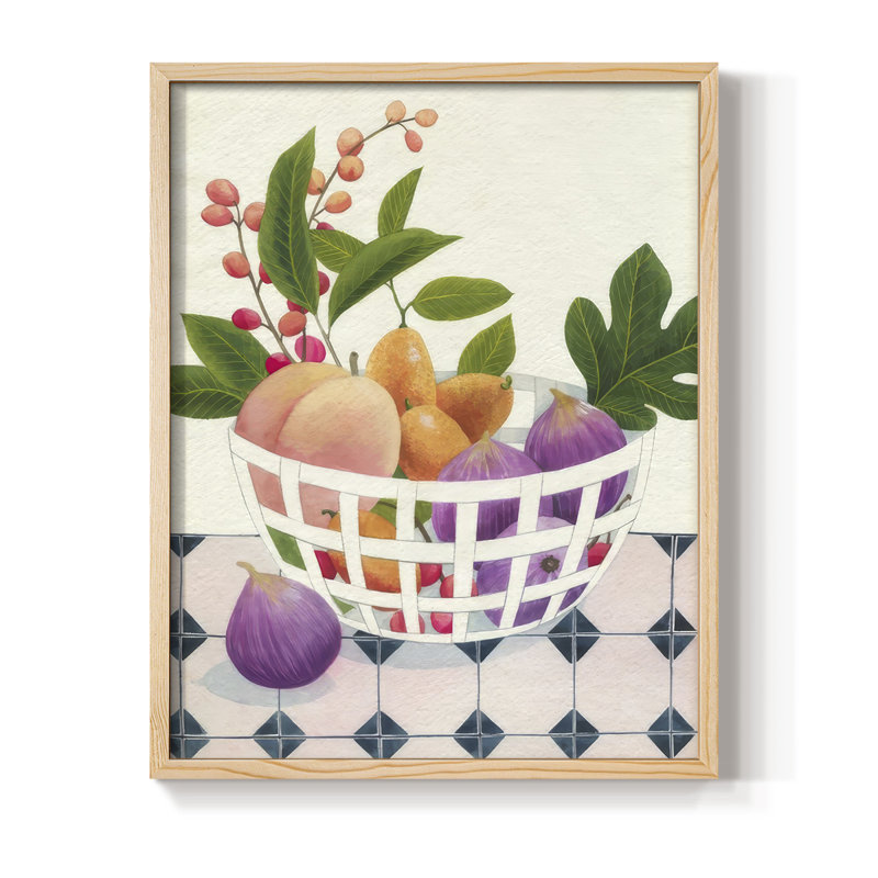 «Bright Fruit I», reproduction encadrée - bois massif, Naturel, H 11 po x l 9 po