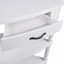 Petite table de coin triangulaire 33,8 po, table de coin en bois pour petits espaces / salon, table de bout à 3 niveaux avec pieds en bois massif, blanc laiteux-959492796