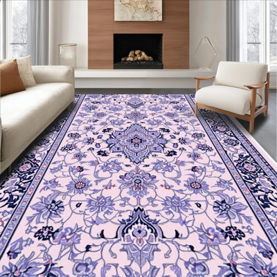 Ultra Soft Area Rug, Non Slip, Stain Resistant, Washable Area Rugs for Living Room, Bedroom, Vintage Pink Kids Playroom Non-Slip Carpet(Pink)