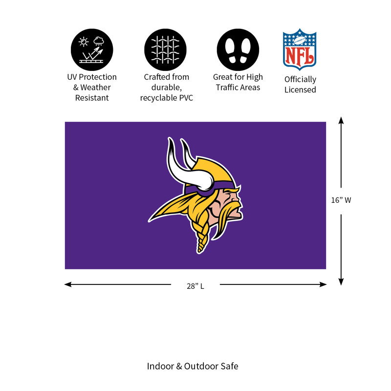 Tapis polychrome en PVC, 16 po x 28 po, Vikings du Minnesota