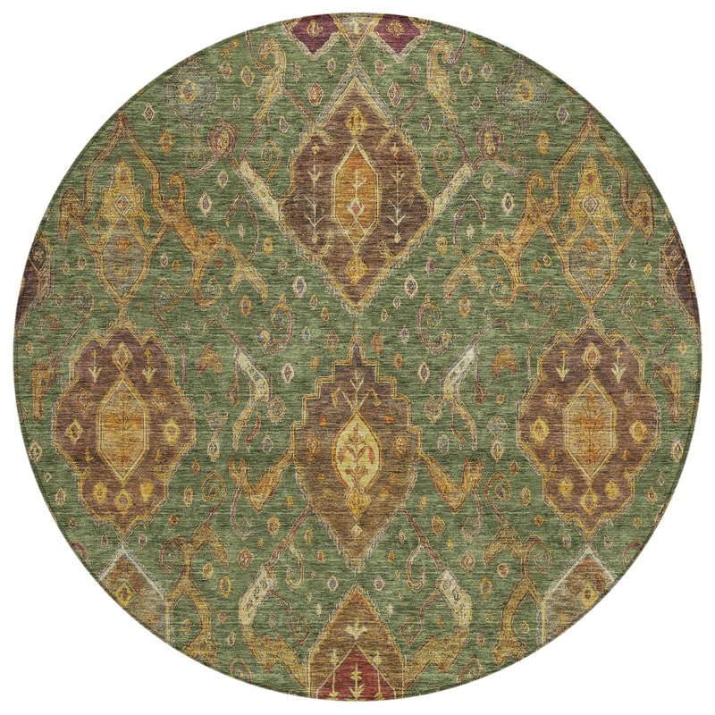 Machine Washable Indoor/Outdoor Chantille ACN2306 Global Rug, Round 8'