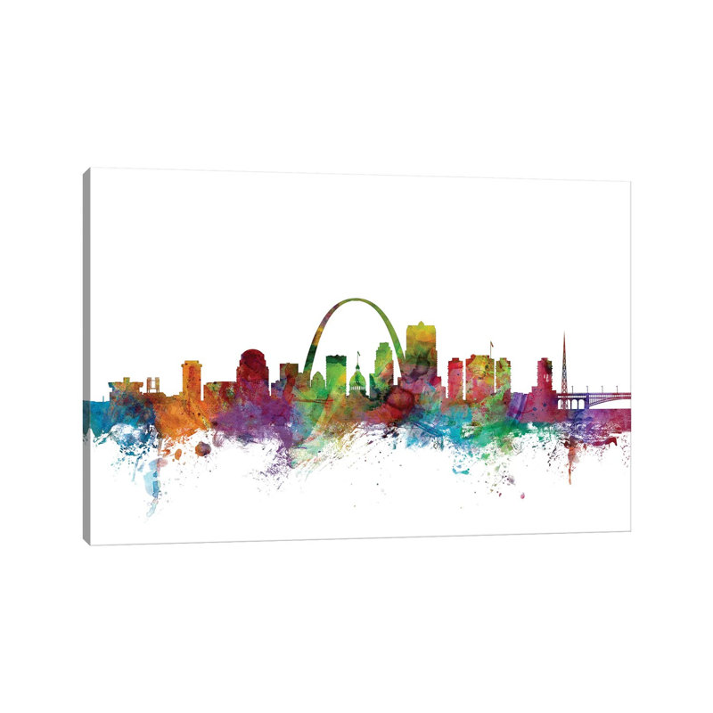 St. Louis, Missouri Skyline by Michael Tompsett - 1 Piece Wrapped Canvas Wall Art, 30.48 cm H x 45.72 cm W