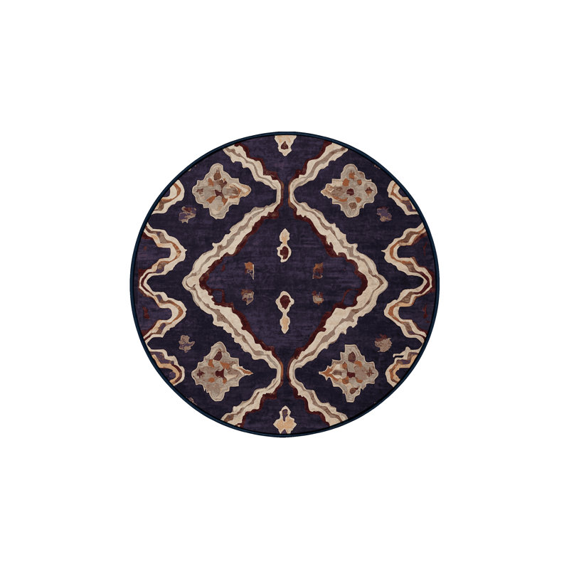 Tapis mauve soyeux et moelleux, Rond 8 pi