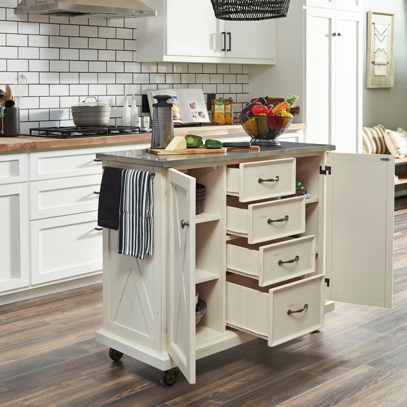 Lana Kitchen Cart, Stainless Steel