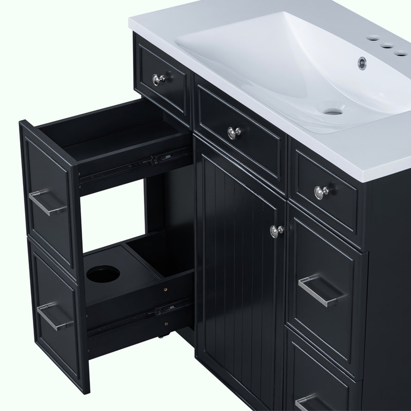 Meuble-lavabo 36 po sans lavabo, Argent argent, Noir, noir, noir, noir