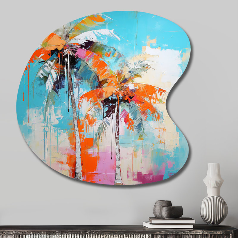 Denio - Unique Shape Palms, impression murale de sculpture en métal asymétrique, H 27 po x l 27 po